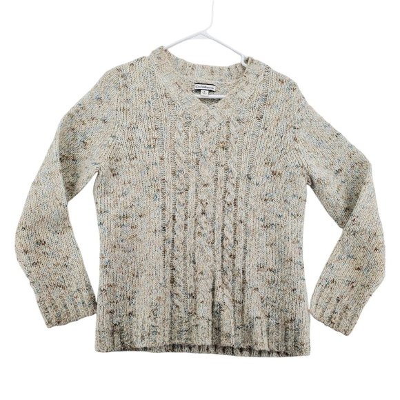CROFT & BARROW Sweater Women's Long Sleeve Cable Knit Pullover Gray Size Medium - Picture 1 of 12